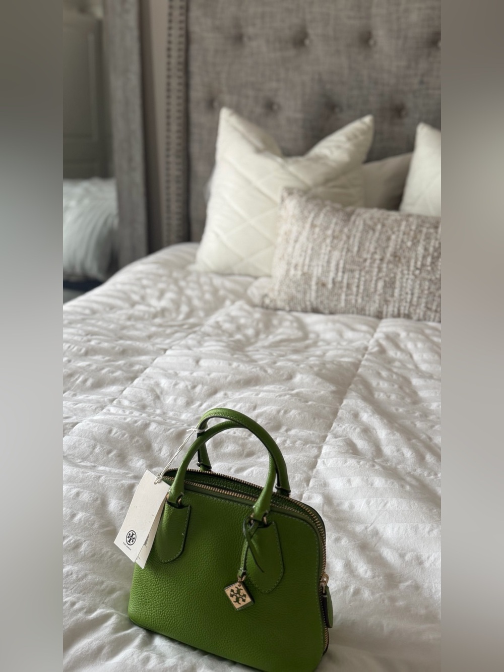 Tory Burch Matcha Green Leather Satchel - Picture 9 of 10